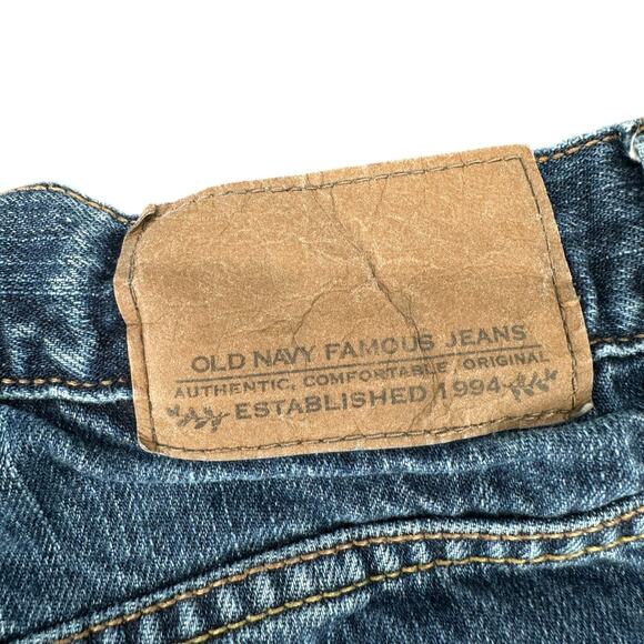 Vintage Old Navy Men's Loose Fit Blue Jeans Denim Red Plaid Lined 34x30 - Picture 6 of 7